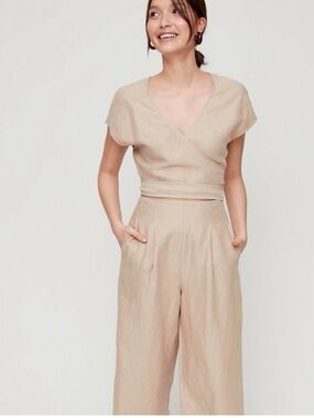 Wilfried Brax Linen Blend Cairo Jumpsuit in Oatmeal